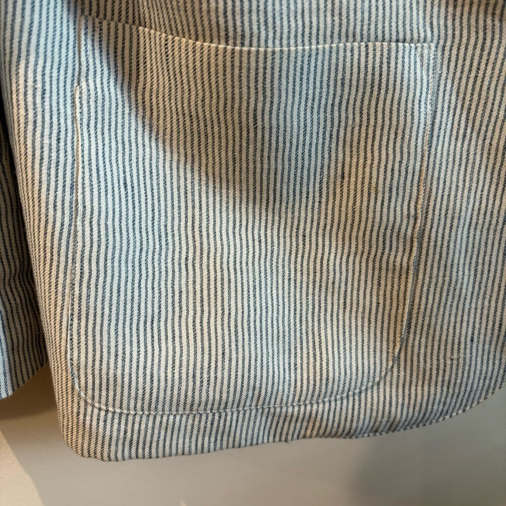 GOLDEN GOOSE DELUX COLLECTION Sz L Pin Stripe 100% Linen Lined Seersucker - Picture 3 of 11